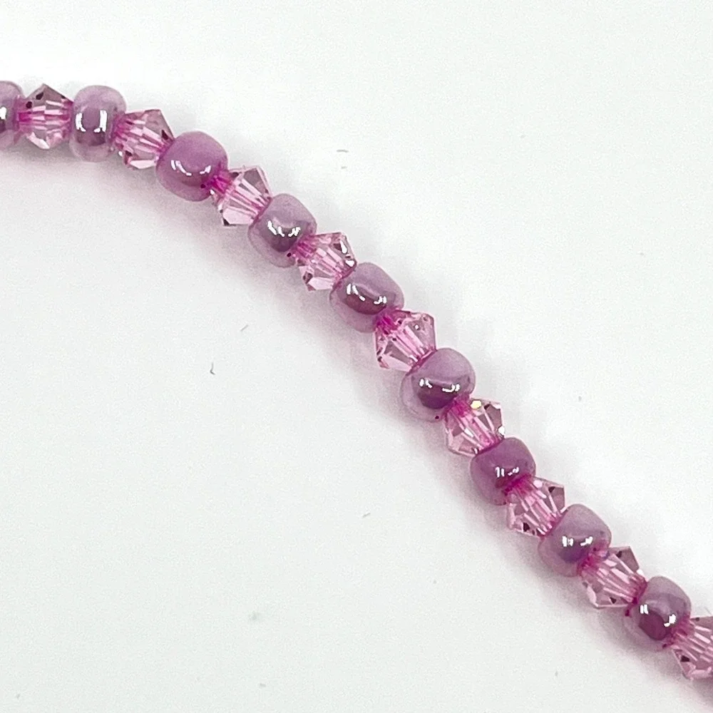 Vintage Y2K Pink Crystal Beaded‎ Lanyard Necklace ID Badge Holder Retro Boho